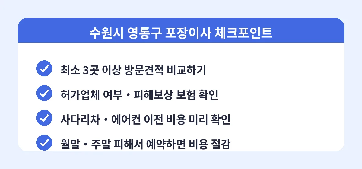 수원시 영통구 이삿짐센터 체크포인트