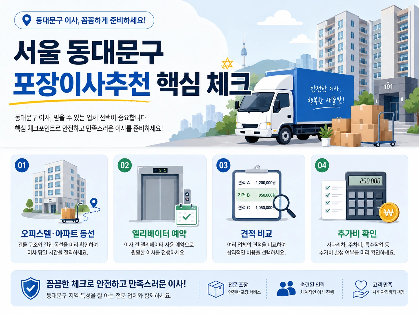 동대문구 포장이사 현장 조건을 정리한 체크 이미지