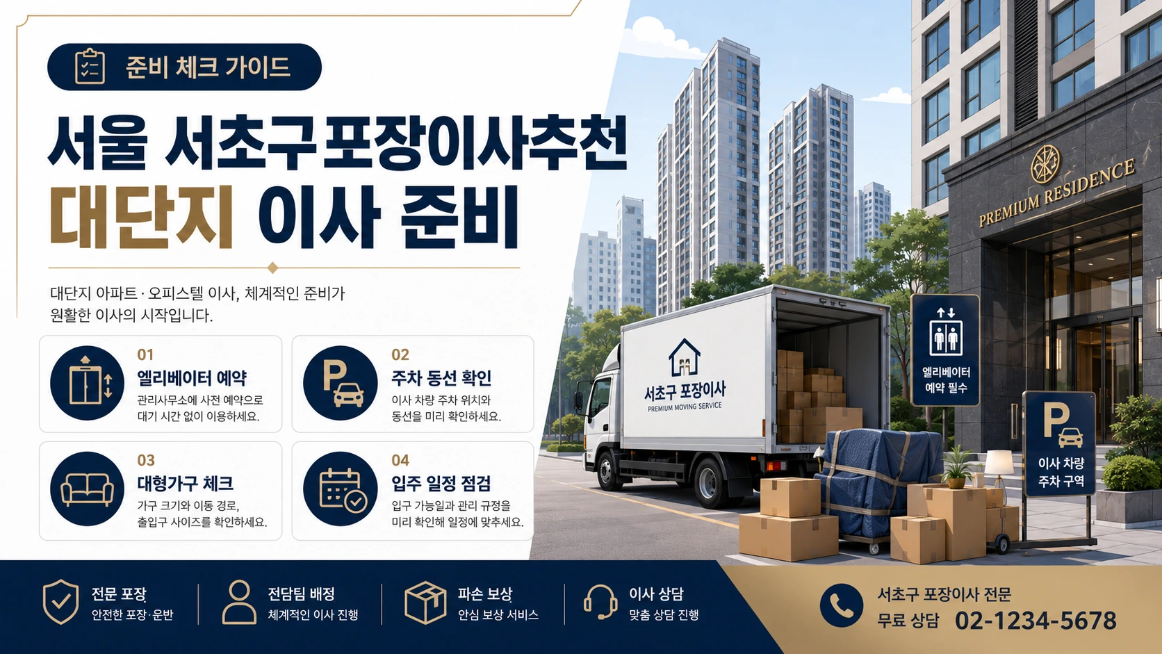 서초구 포장이사 현장 조건을 정리한 체크 이미지