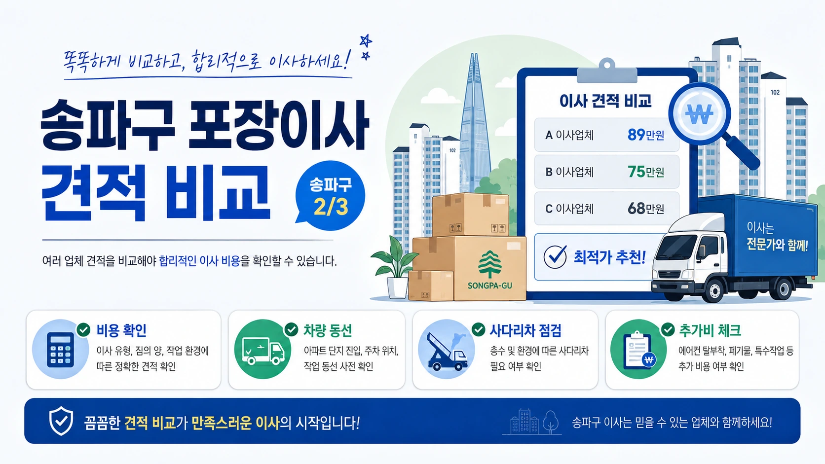 송파구 포장이사 비용 항목 비교 안내